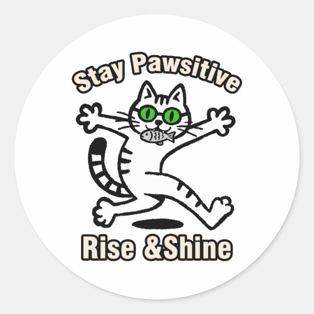 Bleib Pawsitiv Katze Runder Aufkleber (Vorderseite)