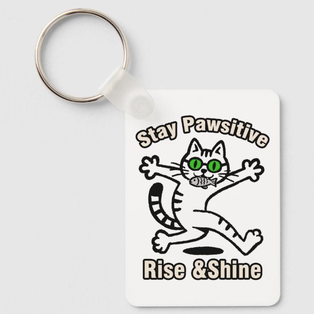 Bleib Pawsitiv Katze Schlüsselanhänger (Vorderseite)