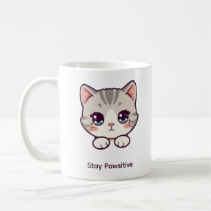 Bleib Pawsitiv Persönlicher Kawaii-Katzen-Kaffee Kaffeetasse
