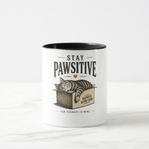 Bleib Pawsitiv Süße Katzenillustration Tasse