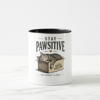 Bleib Pawsitiv Süße Katzenillustration Tasse