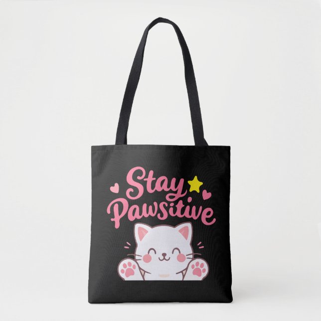 Bleib Pawsitiv – Süßes Katzen-Motivationsdesign (Vorderseite)