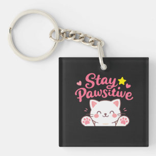Bleib Pawsitiv – Süßes Katzen-Motivationsdesign Schlüsselanhänger
