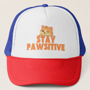Bleib Pawsitiv Süßes Zwinkerkatze-Pun-Design Truckerkappe