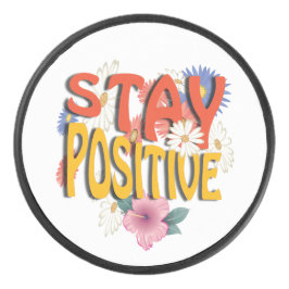 Bleib Positiv – Blumige Motivation Eishockey Puck