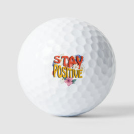 Bleib Positiv – Blumiges Motivations-Design Golfball
