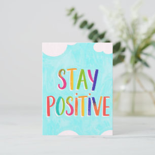 Bleib positiv Motivationszitat gemalt Postkarte