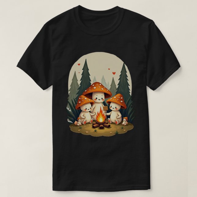 Bleib positiv oder Pilz nicht Lagerfeuer Retro Buc T-Shirt (Design vorne)