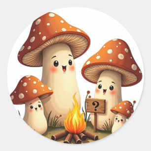 Bleib Positiv Pilz Lagerfeuer Retro 70er Jahre Kun Runder Aufkleber