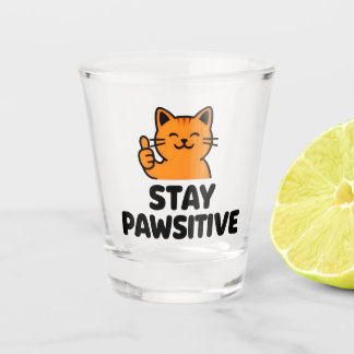 Bleib positiv süße Ginger Katze schoss Glas