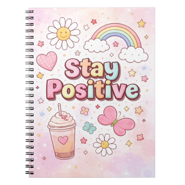 Bleib Positiv Süßes Notizbuch – Notizblock (Vorderseite)
