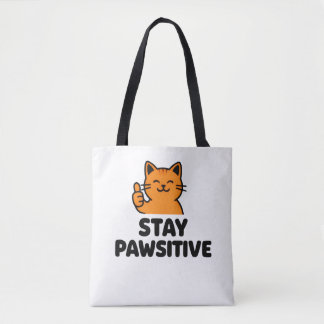 Bleib positiv Tragetasche mit orangefarbener Katze