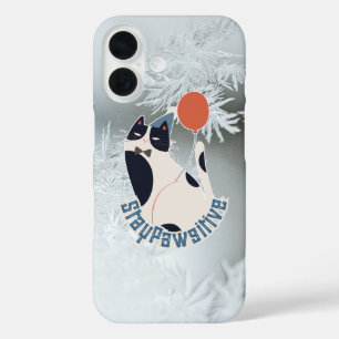 Bleib positiv Tuxedo-Katze Illustration   iPhone 16 Hülle
