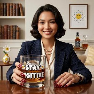 Bleib positiv whiskyglas
