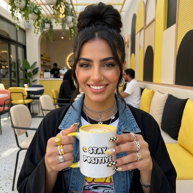 Bleib positiv zweifarbige tasse (Von Creator hochgeladen)
