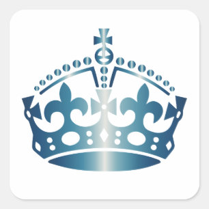 Bleib Ruhig Blaue Krone - Hintergrund ändern Quadratischer Aufkleber
