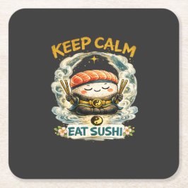 Bleib ruhig & iss Sushi – Zen Kawaii Sushi Rechteckiger Pappuntersetzer