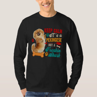 Bleib Ruhig Pekingese Kein Hai Passender Hund T-Shirt