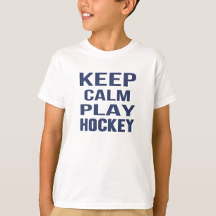 Bleib ruhig, spiel Hockey Unisex Kinder T-Shirt