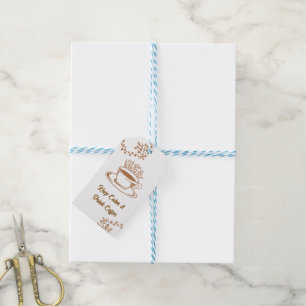 Bleib ruhig, trinke Kaffee - Blumiges Geschenk-Tag Geschenkanhänger