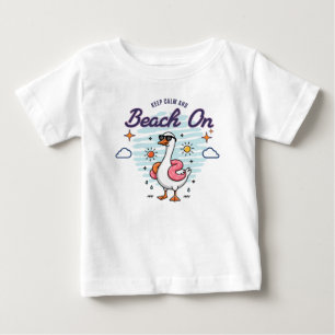 Bleib ruhig und geh an den Strand Lustige Gans Som Baby T-shirt