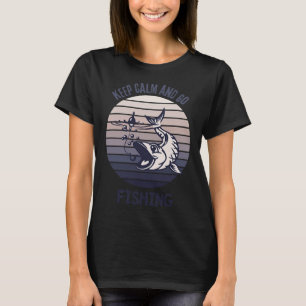 Bleib ruhig und geh angeln Vintage-Design T-Shirt
