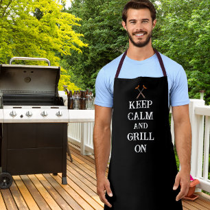 Bleib ruhig und grille weiter BBQ Weiße Typografie Schürze
