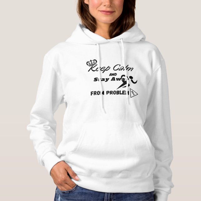Bleib ruhig und halte Abstand zu Problem Crown Run Hoodie (Vorderseite)