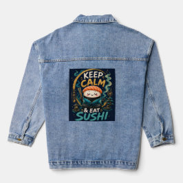 Bleib ruhig und iss Sushi – Cute Zen Kawaii Sushi Jeansjacke