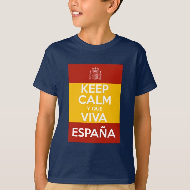 Bleib ruhig und lang lebe Spanien T-Shirt (Vorderseite)