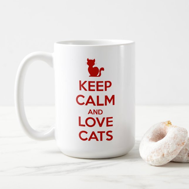 Bleib ruhig und liebe Katzen Kaffeetasse (Mit Donut)