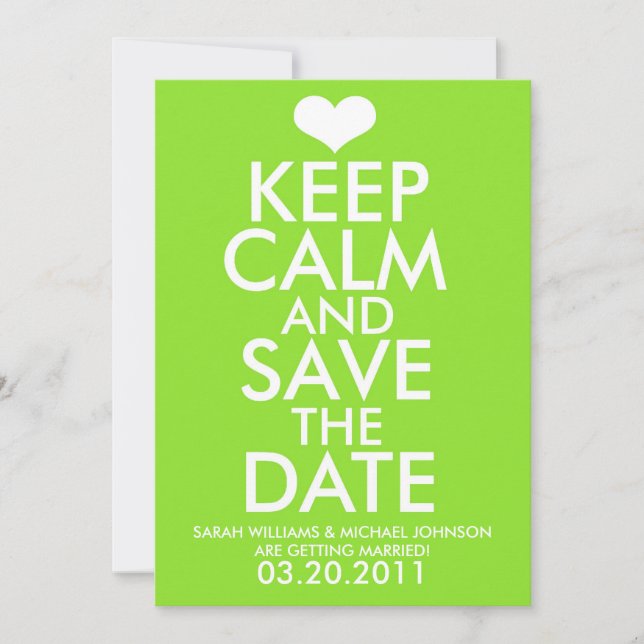 Bleib ruhig und merke dir das Datum Save The Date (Vorderseite)