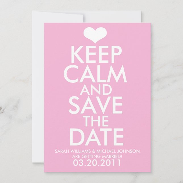 Bleib ruhig und merke dir das Datum Save The Date (Vorderseite)