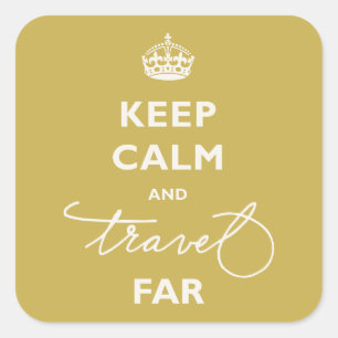 Bleib ruhig und reise weit Handschrift Schrift Gol Quadratischer Aufkleber