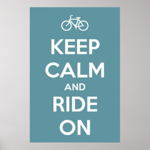 Bleib ruhig und reite auf blauem Poster