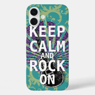 BLEIB RUHIG UND ROCK ON ändere blau zu jeder Farbe iPhone 16 Plus Hülle