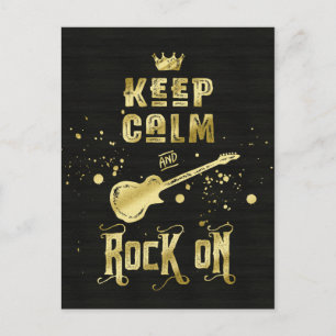 Bleib ruhig und rock weiter Electric Guitar Typogr Postkarte