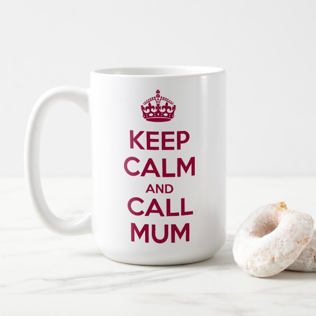 Bleib ruhig und ruf Mama an Kaffeetasse (Mit Donut)