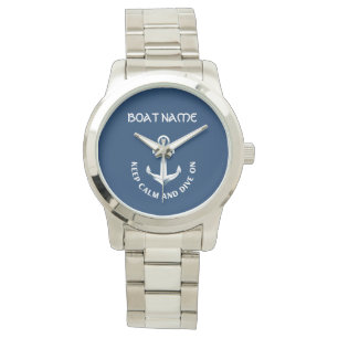 Bleib ruhig und tauche weiter, Anker Marineblau  Armbanduhr