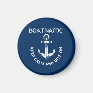 Bleib ruhig und tauche weiter, Anker Marineblau  Magnet