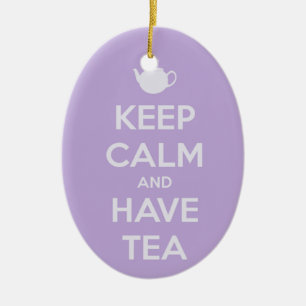 Bleib ruhig und trinke Tee Lavendel-Ornament Keramikornament