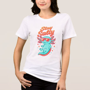 Bleib Salzig Axolotl-Shirt für Teenager & Erwachse Tri-Blend Shirt