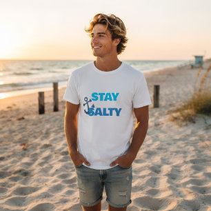 Bleib Salzig Strand T-Shirt Minimales Ozean-Graf