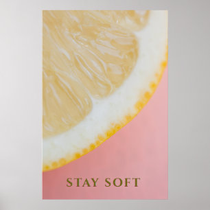 Bleib sanft: Minimalistische Zitrus- und Pastellro Poster