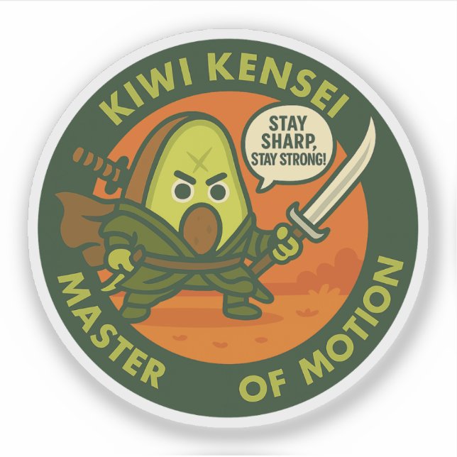Bleib scharf, bleib stark, Samurai Kiwi  Aufkleber (Vorderseite)