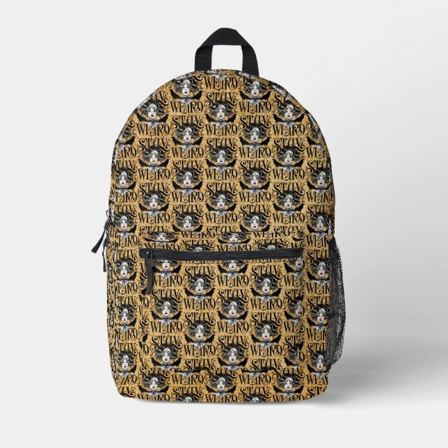 Bleib seltsam bedruckter rucksack (Vorderseite)