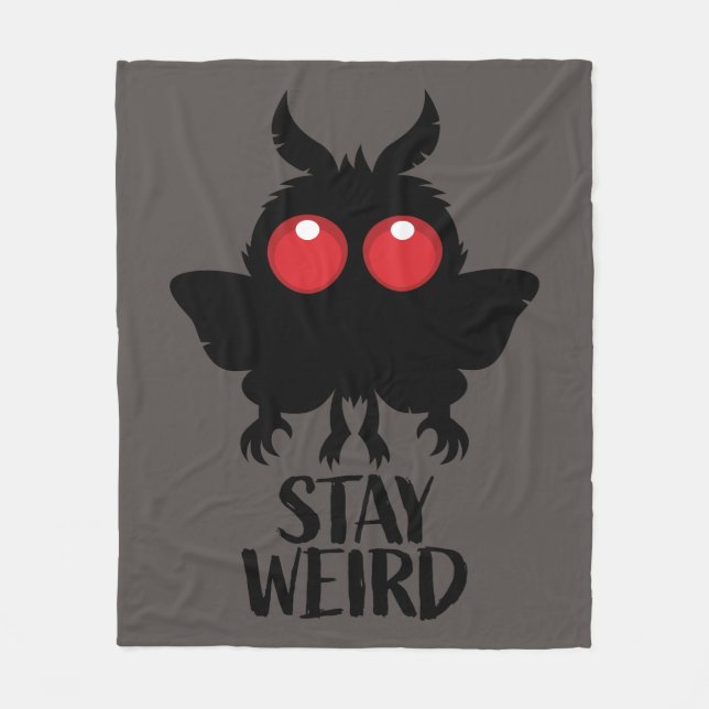 Bleib seltsam, gruselig, süß Mothman Kryptid Fleecedecke (Vorderseite)