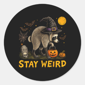 Bleib seltsam Jimothy Seattle Waschbär Halloween Runder Aufkleber