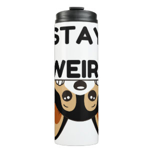 Bleib seltsam lustiger Boston Terrier Cartoon Hund Thermosbecher