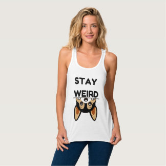 Bleib seltsam lustiger Cartoon Hund Boston Terrier Tank Top
